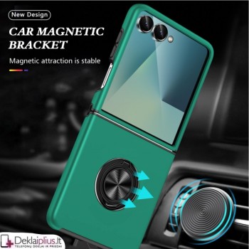 Plastikinis dėklas su žiedu - žalias (Samsung Galaxy Z Flip 7) Plastikinis dėklas su žiedu - žalias (Samsung Galaxy Z Flip 7)